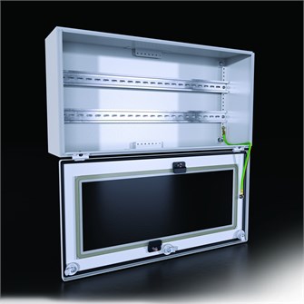 KT New Клеммная коробка с обзорной дверью с шарнирами, без МП 400x200x155 мм. TP 374215